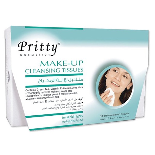 PRITTY Make Up Cleansing Tissues Green Tea 30 Tuissues